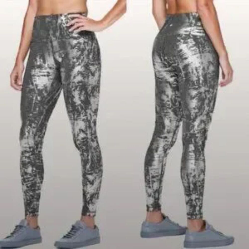 Lululemon Wunder Under High Rise Sz 6 Crinkle High Shine Foil Legging Rare Yoga
